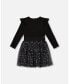 Фото #1 товара Big Girls Long Sleeve Dress With Glittering Tulle Skirt Black