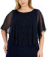 Фото #4 товара Plus Size Round-Neck Mesh Cape Overlay Dress