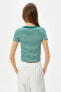 Фото #4 товара Футболка Koton Green Striped Crop Tee