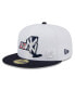 ფოტო #2 პროდუქტის Men's White and Navy New York Yankees State 59FIFTY Fitted Hat