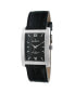 Фото #1 товара Men's 30X40mm Silver Tank Shape Watch with Black Dial and Black Leather Strap