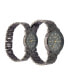 Men and Women's Analog Shiny Black Metal Bracelet His Hers Watch 42mm, 32mm Gift Set
