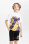 Фото #4 товара Футболка для малышей defacto NBA Los Angeles Lakers Oversize Fit C0388A824SM