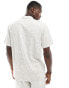 New Look short sleeved palm linen blend shirt in stone