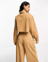 Фото #4 товара ASOS DESIGN cord cropped shirt in camel co-ord