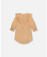 ფოტო #4 პროდუქტის Girl Light Velvet Dress With Chiffon Frills Sparkling Gold - Toddler|Child