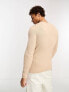 Only & Sons crew neck textured knit jumper in beige