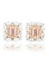 ფოტო #1 პროდუქტის Suzy Levian Sterling Silver Cubic Zirconia Multi-Cut Royal Halo Emerald-Cut Stud Earrings