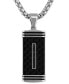 ფოტო #1 პროდუქტის Men's Black Diamond Dog Tag 22" Necklace in Carbon Fiber, Stainless Steel, & Black Ion-Plate
