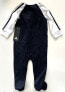 adidas Baby Boys Long Sleeve Romper/Zipper Footie 9 Month Black/White New