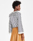 ფოტო #2 პროდუქტის Women's Striped Tie-Front Top