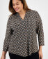 ფოტო #3 პროდუქტის Plus Size V-Neck 3/4-Sleeve Top, Created for Macy's