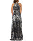 ფოტო #2 პროდუქტის Metallic Floral Halter Gown