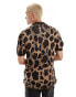 Фото #3 товара ASOS DESIGN knitted short sleeve button through polo in leopard print