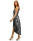 Фото #3 товара Women's Shimmering Metallic Faux-Wrap Style Dress, Created for Macy's