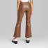 Фото #2 товара Women's Low-Rise Faux Leather Flare Pants - Wild Fable Brown 4