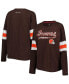 Фото #1 товара Women's Brown Cleveland Browns Justine Long Sleeve Tunic T-shirt