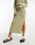 Фото #4 товара ASOS DESIGN Tall knitted maxi skirt in textured ladder stitch in khaki co-ord