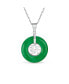 Фото #2 товара Bling Jewelry circle Disc Round Donut Good Fortune Fu Character Chinese Symbol Dyed Green Jade Disc Pendant Necklace For Women .925 Sterling Silver