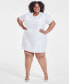 Фото #1 товара Trendy Plus Size Printed Short-Sleeve Sequin Dress