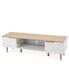 Фото #2 товара Rowan Mid-Century Modern Two-Toned TV Stand with Glass Shelf