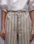 Фото #5 товара Topshop stripe wide leg turn back hem trouser in stone