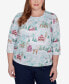 Plus Size Classic Triple Notch Neck Deer Village Top