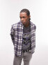 Topman long sleeve regular flannel check shirt in purple and blue