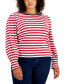 Plus Size Striped Smocked-Cuff Top