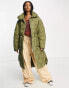 JJXX onion quilted longline coat in khaki