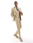 ASOS DESIGN wedding slim wool mix suit waistcoat in beige basketweave texture