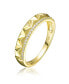 ფოტო #1 პროდუქტის Sterling Silver 14K Gold Plated and Clear Cubic Zirconia 2-Row Modern Ring