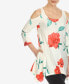 Фото #4 товара Women's Floral Printed Cold Shoulder Tunic Top