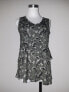 Style & Co Women's Floral Print Peplum V Neck Top Floral Green XS