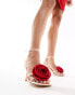 Фото #1 товара Glamorous corsage barely there heeled sandals in pink and red satin