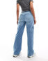 Фото #2 товара Vero Moda drawstring cargo wide leg denim jeans in light blue