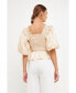 ფოტო #3 პროდუქტის Women's Sheen Smocked Top