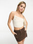 Фото #1 товара Stradivarius asymmetric linen look cami in natural