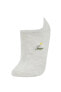 Kadın Çiçek Desenli 3'lü Pamuklu Patik Çorap B6024axns