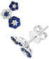 ფოტო #1 პროდუქტის Sapphire (1/2 ct. t.w.) & Diamond (1/5 ct. t.w.) Flower Cluster Stud Earrings in 14k White Gold