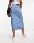 Waven julie utility denim maxi skirt with pockets in 90s blue