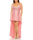 ფოტო #2 პროდუქტის Plus Size Rhinestone High Low Pleated Gown