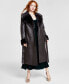 Фото #4 товара Women's Plus Size Faux-Leather Faux-Fur-Trim Trench Coat