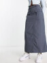 Фото #4 товара Pieces exclusive tailored cargo midi skirt in charcoal