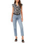 ფოტო #3 პროდუქტის Women's Printed Split Neck Flutter Sleeve Top