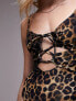 Topshop cut out swimsuit in leopard print