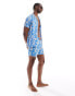 Hunky Trunks abstract print beach shirt co ord in blue