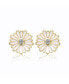 Фото #2 товара Teens 14k Yellow Gold Plated with Cubic Zirconia White Enamel Blooming Daisy Flower Stud Earrings