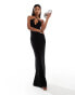 Фото #1 товара Fashionkilla slinky double layered cami wrap bust maxi dress in black