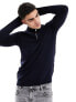 Фото #1 товара ONLY & SONS 1/4 zip knitted jumper in navy